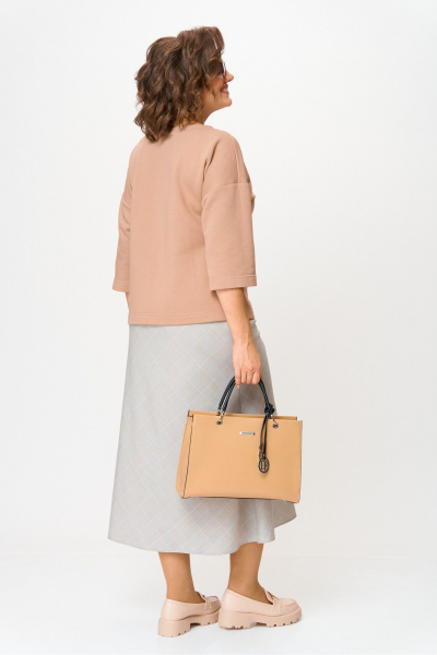 Блуза, юбка Anastasia м-1265 кофейный-клетка - фото 7