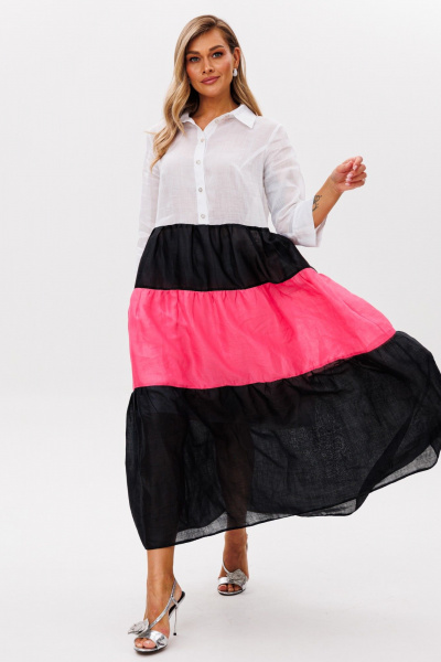 Платье Anastasia м-1241.1 бело-розовый-черный - фото 9