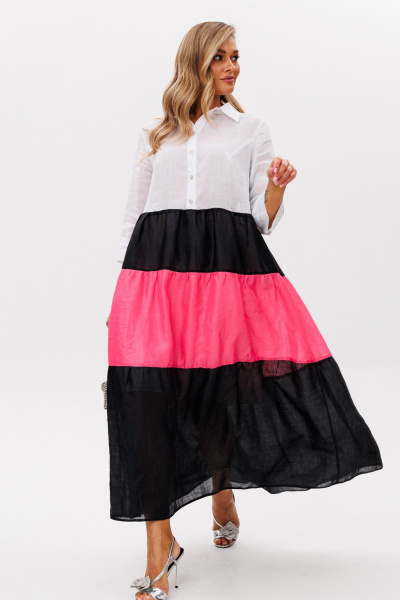 Платье Anastasia м-1241.1 бело-розовый-черный - фото 8