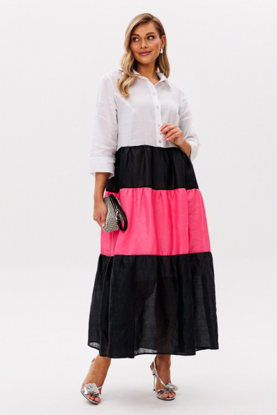 Платье Anastasia м-1241.1 бело-розовый-черный - фото 7