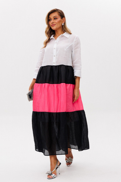 Платье Anastasia м-1241.1 бело-розовый-черный - фото 6