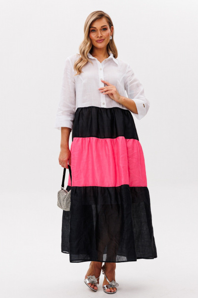 Платье Anastasia м-1241.1 бело-розовый-черный - фото 1