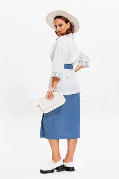Жакет, юбка Anastasia м-1083 белый-деним - фото 19