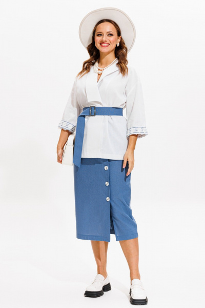 Жакет, юбка Anastasia м-1083 белый-деним - фото 15