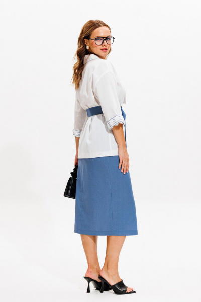 Жакет, юбка Anastasia м-1083 белый-деним - фото 14