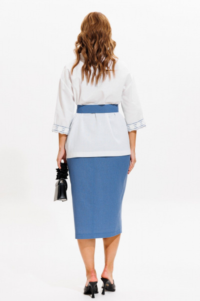 Жакет, юбка Anastasia м-1083 белый-деним - фото 13