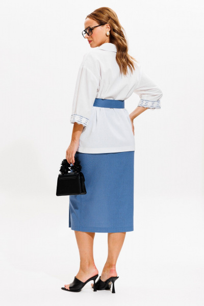 Жакет, юбка Anastasia м-1083 белый-деним - фото 12