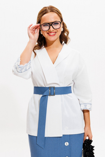 Жакет, юбка Anastasia м-1083 белый-деним - фото 11