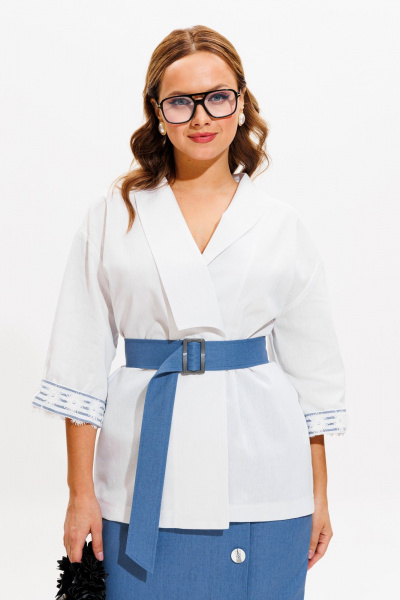 Жакет, юбка Anastasia м-1083 белый-деним - фото 9