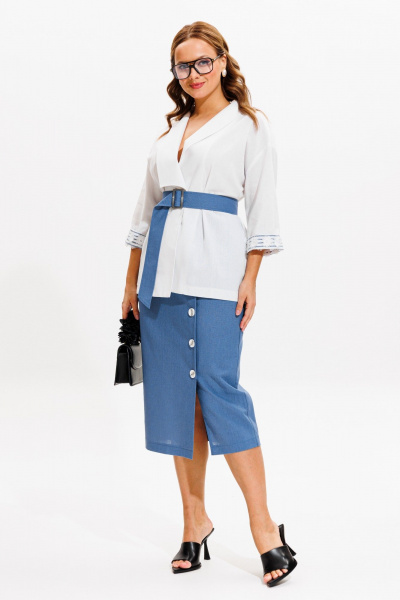 Жакет, юбка Anastasia м-1083 белый-деним - фото 6