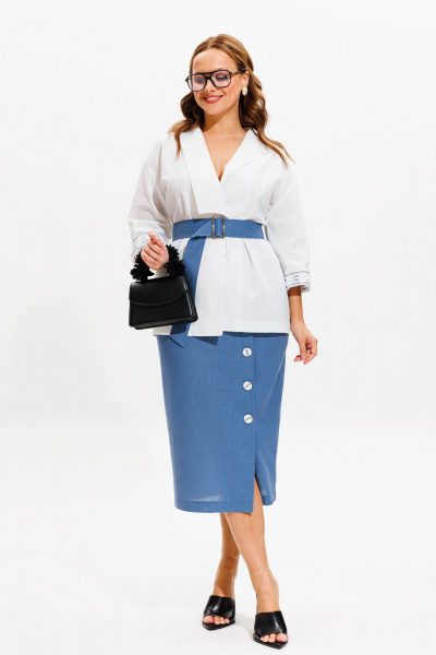 Жакет, юбка Anastasia м-1083 белый-деним - фото 5