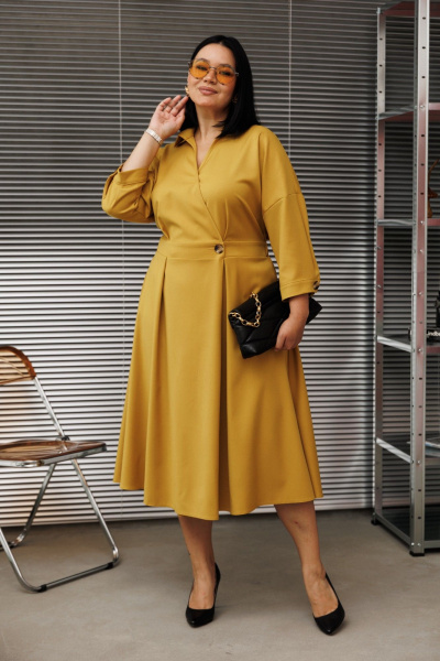 Платье Anastasia м-1229 горчица - фото 6
