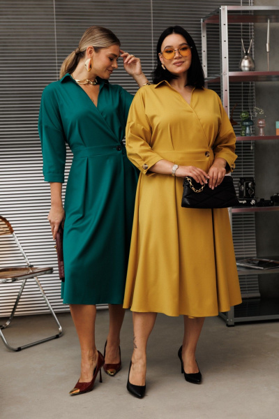 Платье Anastasia м-1229 горчица - фото 2