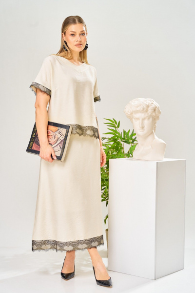 Блуза, юбка AVA fashion М-196 молочный - фото 12
