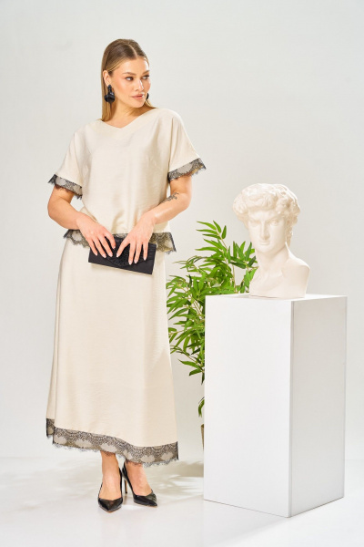 Блуза, юбка AVA fashion М-196 молочный - фото 11