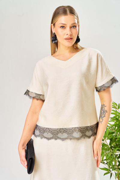 Блуза, юбка AVA fashion М-196 молочный - фото 9