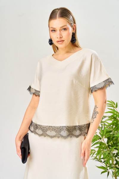 Блуза, юбка AVA fashion М-196 молочный - фото 8