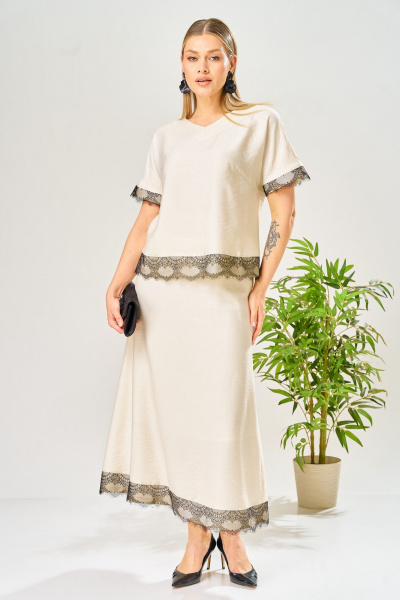 Блуза, юбка AVA fashion М-196 молочный - фото 7