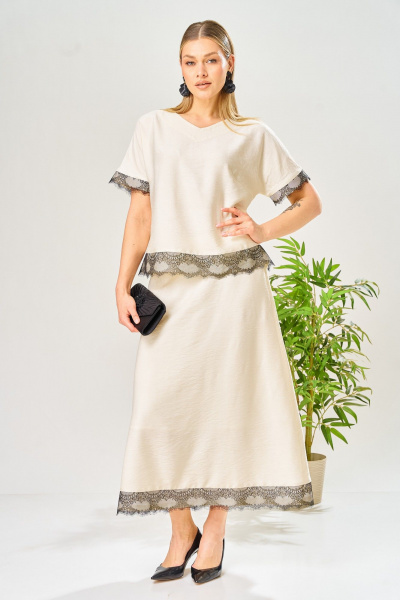 Блуза, юбка AVA fashion М-196 молочный - фото 6