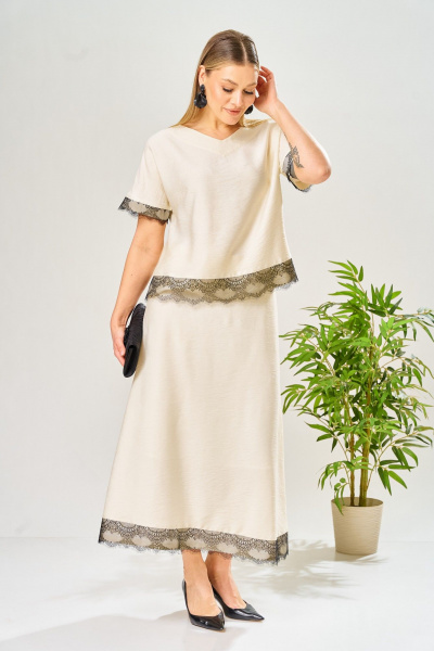 Блуза, юбка AVA fashion М-196 молочный - фото 2