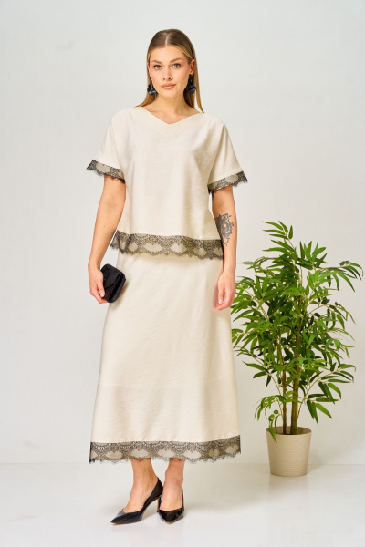 Блуза, юбка AVA fashion М-196 молочный - фото 1