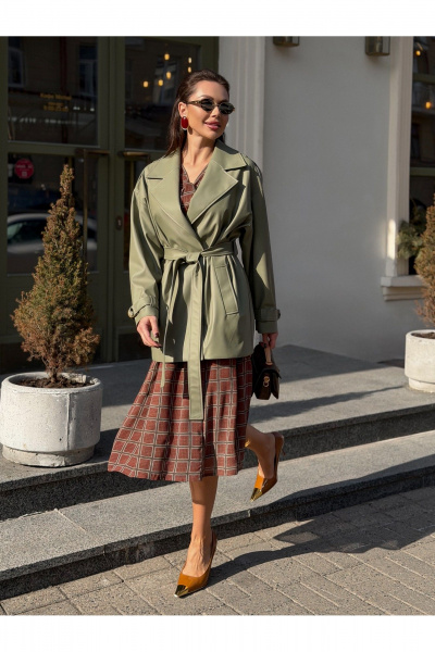 Тренч Legend Style G-015 оливковый - фото 12