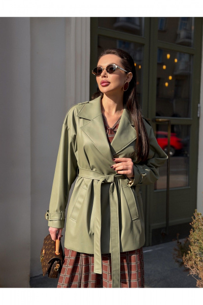 Тренч Legend Style G-015 оливковый - фото 11
