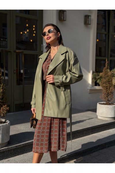 Тренч Legend Style G-015 оливковый - фото 10