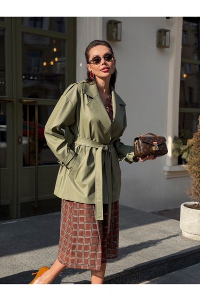 Тренч Legend Style G-015 оливковый - фото 9