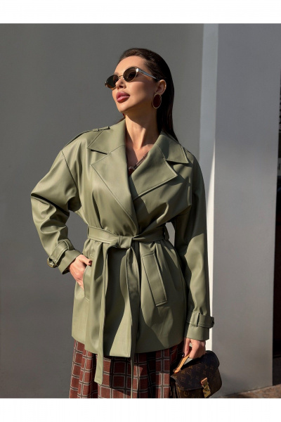Тренч Legend Style G-015 оливковый - фото 8
