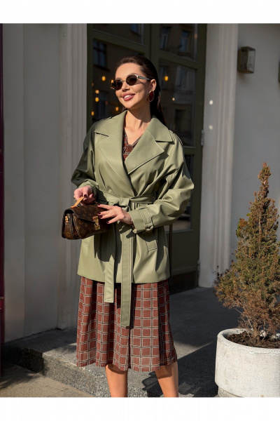 Тренч Legend Style G-015 оливковый - фото 7