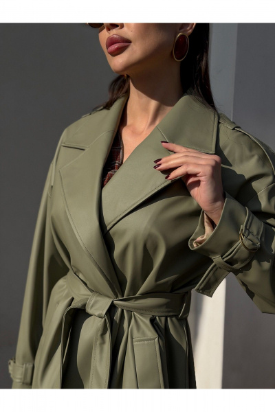 Тренч Legend Style G-015 оливковый - фото 3