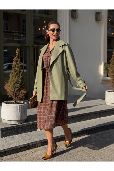 Тренч Legend Style G-015 оливковый - фото 1