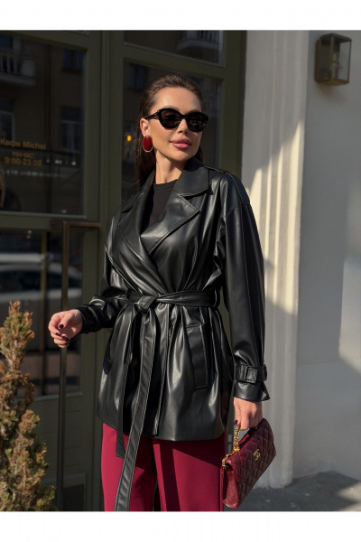 Тренч Legend Style G-015 черный_ - фото 13