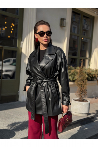 Тренч Legend Style G-015 черный_ - фото 12