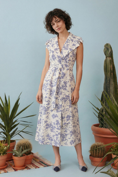 Платье Lokka 1909 белый/синий_принт - фото 4