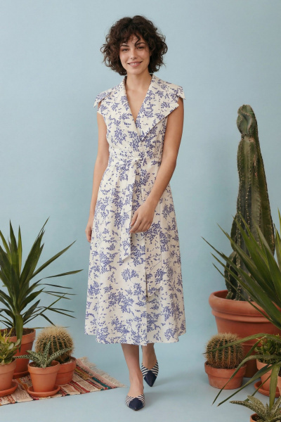 Платье Lokka 1909 белый/синий_принт - фото 3