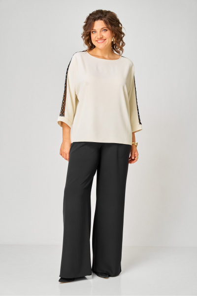 Блуза, брюки Rumoda 2275_дл_молочный-черный - фото 1
