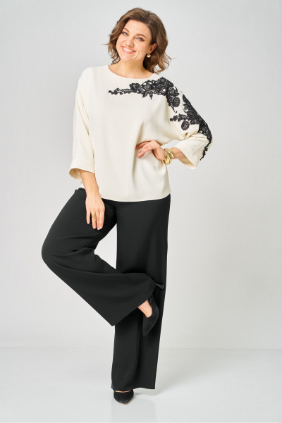 Блуза, брюки Rumoda 2278_дл_молочный-черный - фото 8