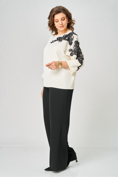 Блуза, брюки Rumoda 2278_дл_молочный-черный - фото 7
