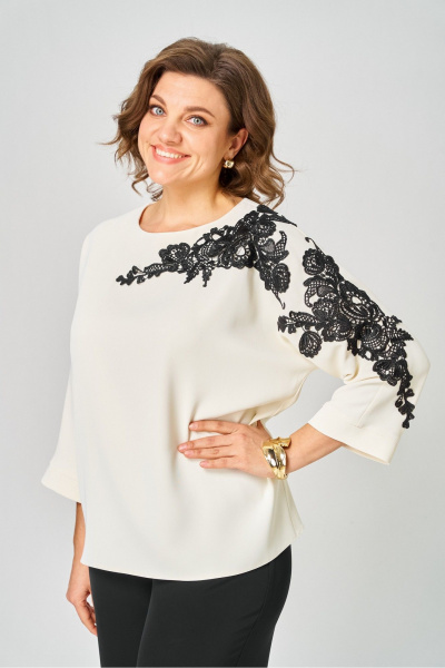 Блуза, брюки Rumoda 2278_дл_молочный-черный - фото 5