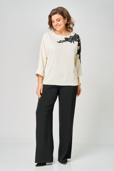 Блуза, брюки Rumoda 2278_дл_молочный-черный - фото 2