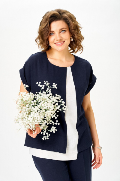 Блуза, брюки Орхидея 1676 синий - фото 6