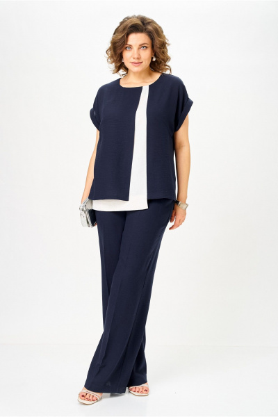 Блуза, брюки Орхидея 1676 синий - фото 5