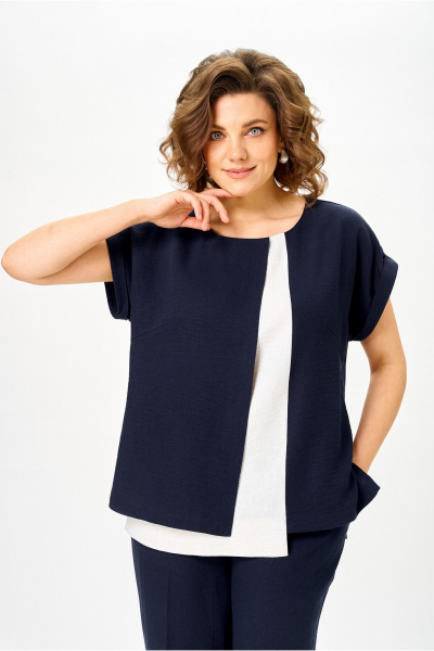 Блуза, брюки Орхидея 1676 синий - фото 2