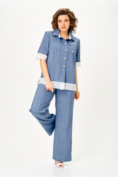 Брюки, жакет Vilena 1156 голубой - фото 10