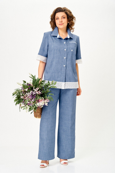 Брюки, жакет Vilena 1156 голубой - фото 9