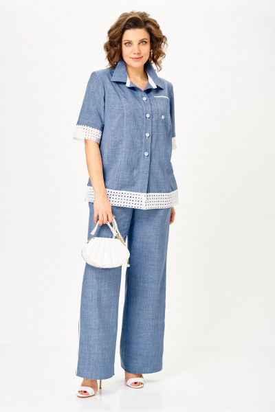 Брюки, жакет Vilena 1156 голубой - фото 8