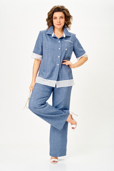 Брюки, жакет Vilena 1156 голубой - фото 7