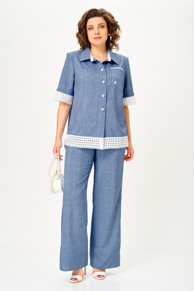 Брюки, жакет Vilena 1156 голубой - фото 6